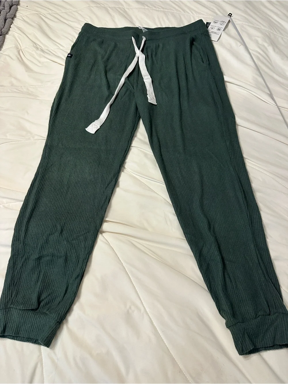 Glyder 7/8 Ribbed Drawstring Cozy Jogger Pants in Green - NWT - Size XL